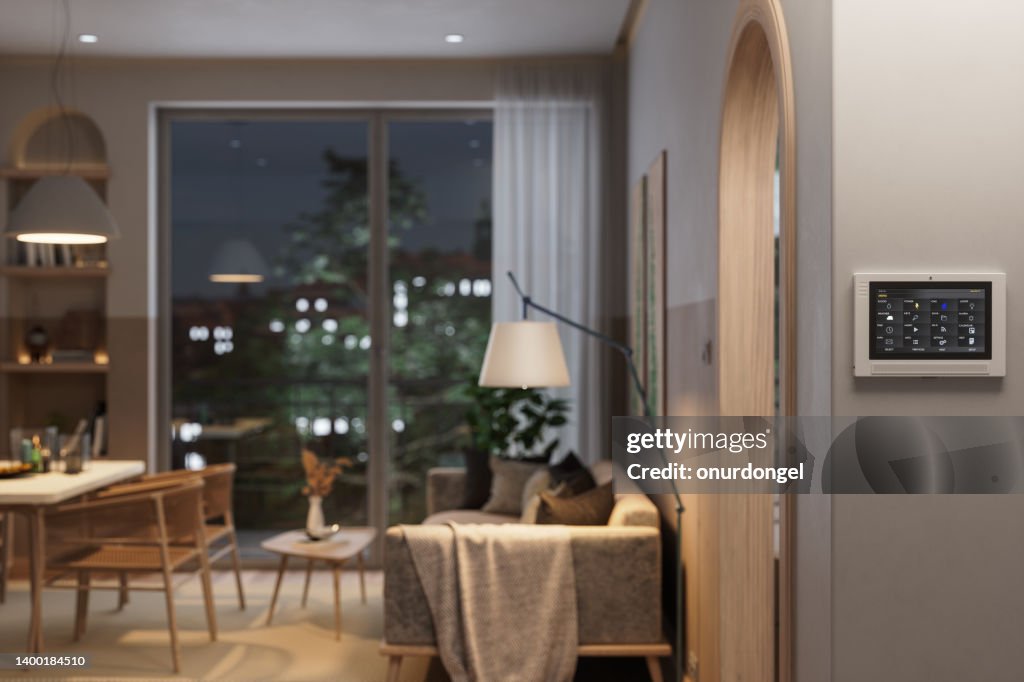 Smart Home Automation System With In Living Room With Blurred Background