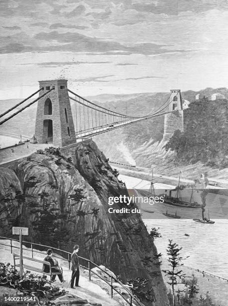 illustrations, cliparts, dessins animés et icônes de pont suspendu de clifton - bristol angleterre