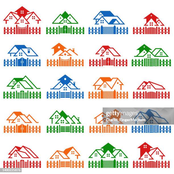 real estate logo design - roof logo stock illustrations