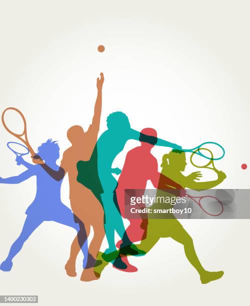 tennis players - male and female - poster sport stock illustrations