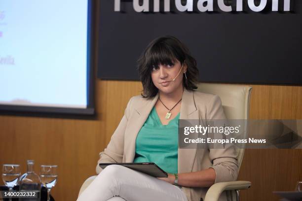 The head of environmental policies of the Partido Por Andalucia, Mar Gonzalez, during the debate on environmental policies organized by the Colegio...