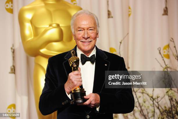 Actor Christopher Plummer, winner of the Best Supporting Actor Award for 'Beginners,' poses in the press room at the 84th Annual Academy Awards held...