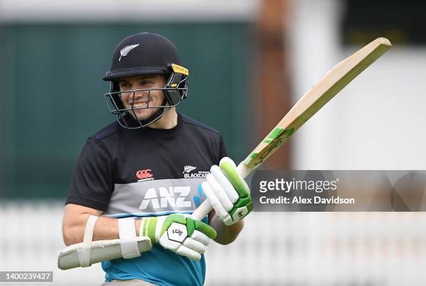 Tom Latham of New Zealand prepares to bat during a New Zealand Training Session at Lord's Cricket Ground on May 31, 2022 in London, England.