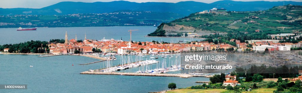 Izola, panorama of the town, marina ang Gulf of Trieste, Slovenia's Adriatic coast