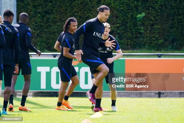 Virgil van Dijk of the Netherlands during a Training Session of the Netherlands Men's Football Team at the KNVB Campus on May 31, 2022 in Zeist,...