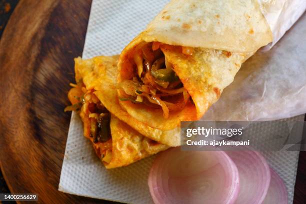 mix vegetable kathi roll - naan stock pictures, royalty-free photos & images