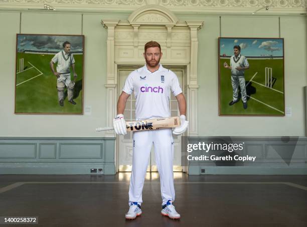 England batsman Jonathan Bairstow poses for a portrait in the Long room at Lord's Cricket Ground on May 31, 2022 in London, England.