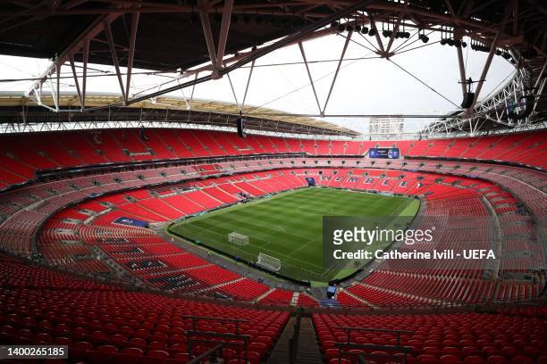 General view inside Wembley Stadium ahead of the Finalissima match on May 30, 2022 in London, England.