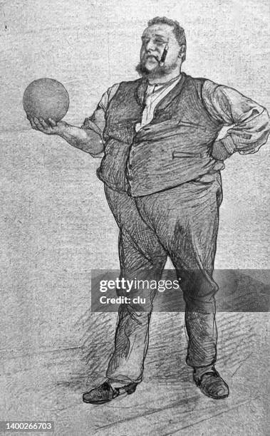 kegelbruder hält eine bowlingkugel in der hand - kegel stock-grafiken, -clipart, -cartoons und -symbole