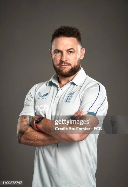 Brendon McCullum of England poses during a portrait session at Lord's Cricket Ground on May 31, 2022 in London, England.