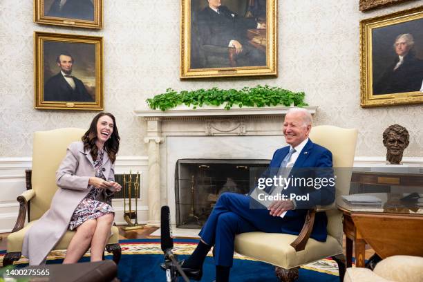 President Joe Biden meets with Prime Minister of New Zealand Jacinda Ardern in the Oval Office at the White House on May 31, 2022 in Washington, DC....