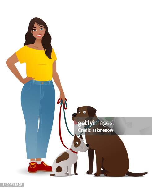 hund zu fuß - hundespaziergang stock-grafiken, -clipart, -cartoons und -symbole