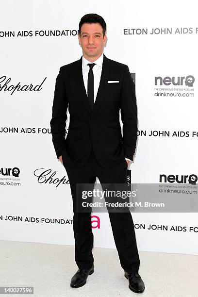 Chasez arrives at the 20th Annual Elton John AIDS Foundation's Oscar Viewing Party held at West Hollywood Park on February 26, 2012 in West...