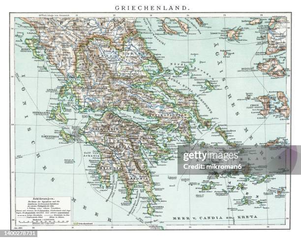 old engraved map of greece - ancient greece photos stock pictures, royalty-free photos & images