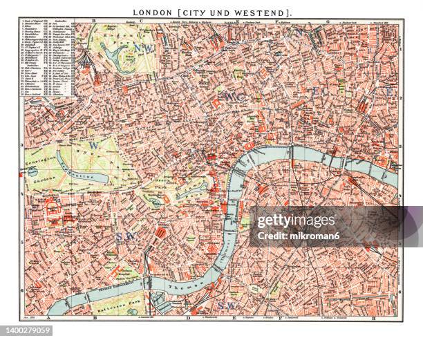 old map of london, england - river thames shape stock pictures, royalty-free photos & images
