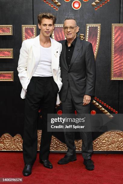 Austin Butler and Tom Hanks attend the "Elvis" UK special screening at BFI Southbank on May 31, 2022 in London, England.