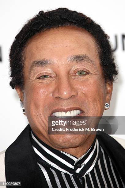 Singer Smokey Robinson arrives at the 20th Annual Elton John AIDS Foundation's Oscar Viewing Party held at West Hollywood Park on February 26, 2012...