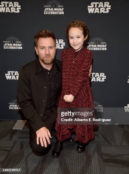 Ewan McGregor and Vivien Lyra Blair attend a surprise premiere of the first two episodes of “Obi-Wan Kenobi” at Star Wars Celebration in Anaheim,...