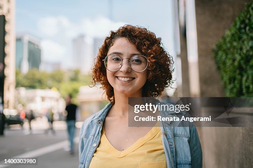 Portrait of university student at Paulista Avenue in Sao Paulo , Brazil Portrait of university student at Paulista Avenue in Sao Paulo , Brazil