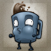 Hyped Up and Energized Coffee Cup Cartoon Illustration