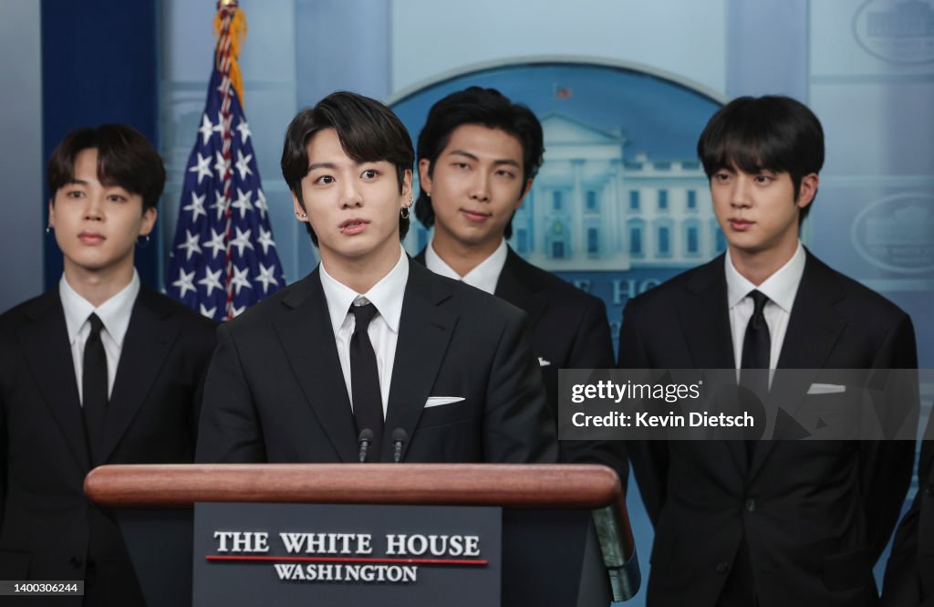 K-Pop Group BTS Joins White House Press Secretary Jean-Pierre At Daily Briefing