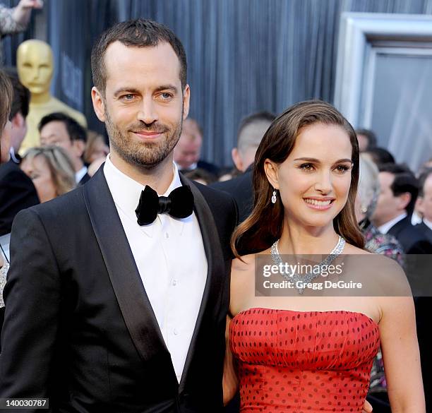 Benjamin Millepied and Natalie Portman arrive at the 84th Annual Academy Awards at Hollywood & Highland Center on February 26, 2012 in Hollywood,...