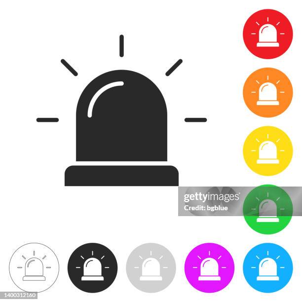 siren - alarm light. icon on colorful buttons - alarm system stock illustrations