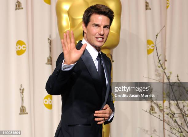 Actor Tom Cruise poses in the press room at the 84th Annual Academy Awards held at the Hollywood & Highland Center on February 26, 2012 in Hollywood,...