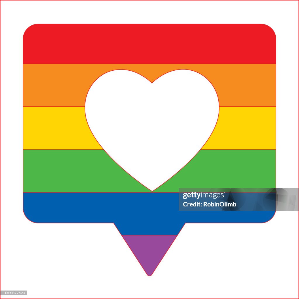 Rainbow Striped Heart Speech Bubble