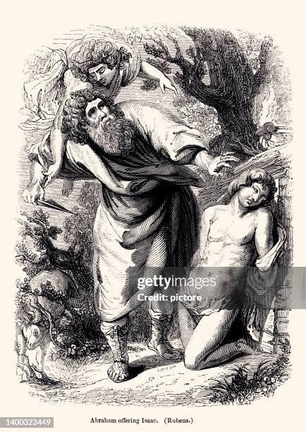 abraham offering isaac (xxxl with lots of details) - abraham stock illustrations