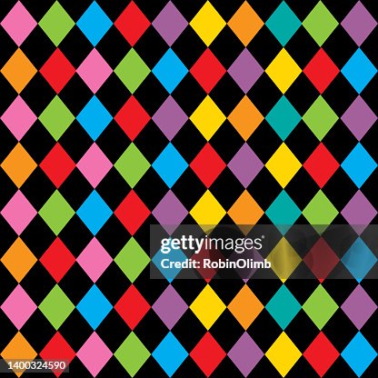 Diamond Pattern 2 Color Vibrant Colored Diamonds Shapes Seamless Pattern High-Res Vector ...