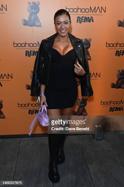 Kaz Crossley attends the boohooMAN X Rema exclusive launch party on May 31, 2022 in London, England.
