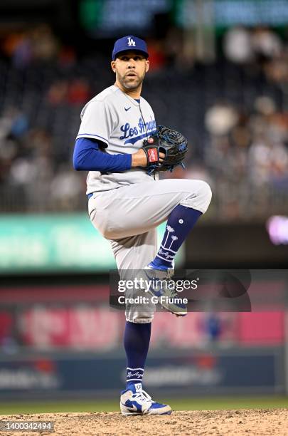 David Price of the Los Angeles Dodgers pitches against the Washington Nationals at Nationals Park on May 24, 2022 in Washington, DC.