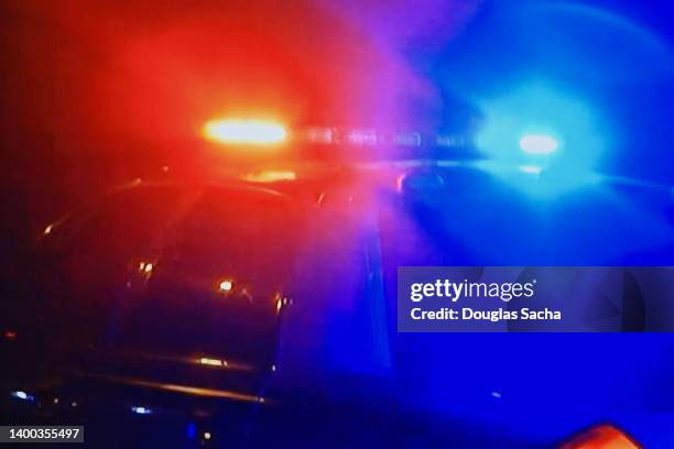police patrol lights on car roof - blåljus bildbanksfoton och bilder