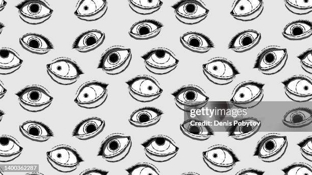 hand drawn seamless illustration - eyes. - psychedelic stock illustrations
