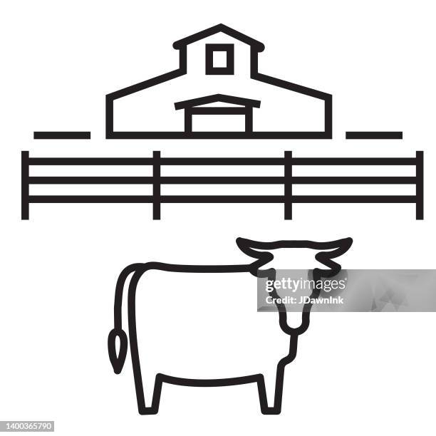 modern farm and agriculture beef livestock icon concept thin line style - editable stroke - cattle icon stock illustrations