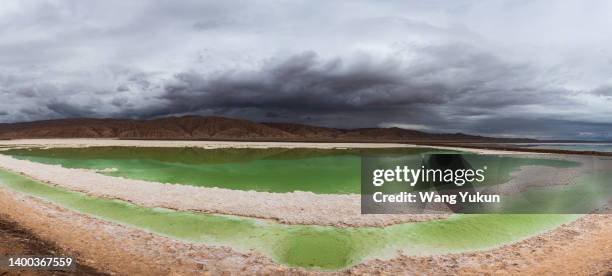 panorama of salt lakes and mountains - salina terra em estado natural imagens e fotografias de stock