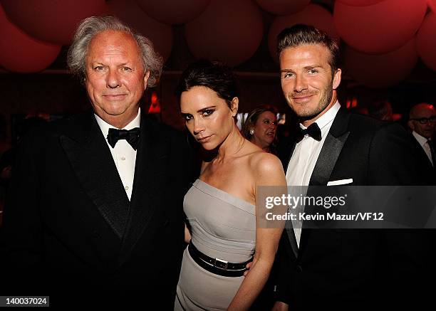 Graydon Carter, Editor-in-Chief, U.S. Vanity Fair, Victoria Beckham and David Beckham attend the 2012 Vanity Fair Oscar Party Hosted By Graydon...