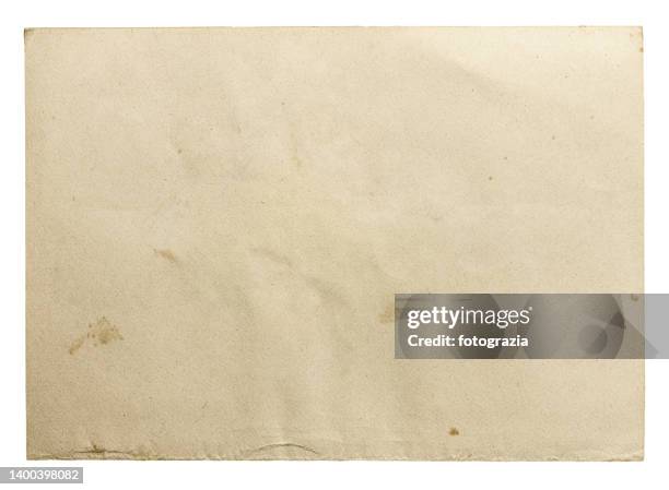 weathered paper isolated on white - ベージュの背景 ストックフォトと画像