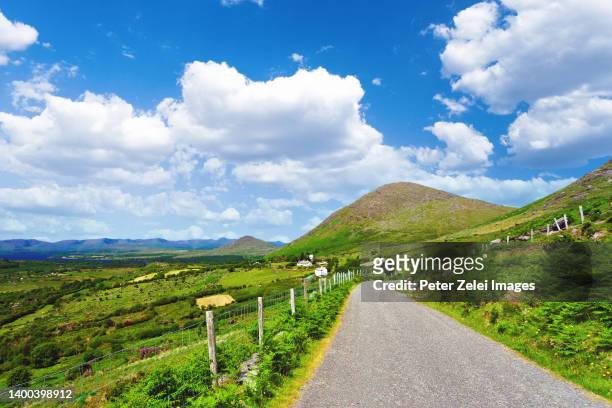ring of kerry landscape in county kerry, ireland - ireland road stock pictures, royalty-free photos & images