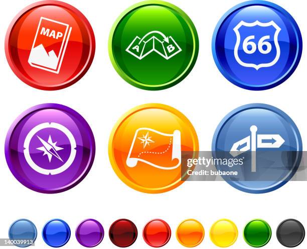 road trip royalty free vector icon set - two way arrow stock illustrations