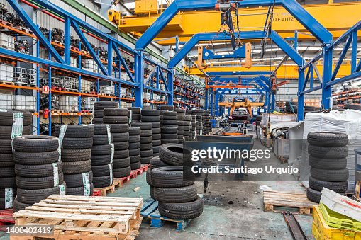 Dismantled car pieces and tires for recycling