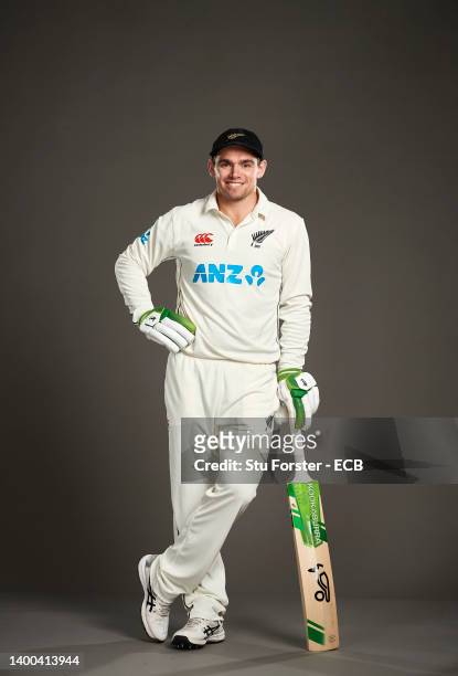 Tom Latham of New Zealand poses during a portrait session at Lord's Cricket Ground on May 31, 2022 in London, England.