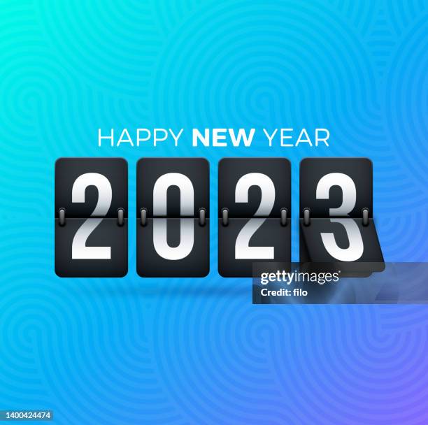neujahr 2023 flip clock - werfen stock-grafiken, -clipart, -cartoons und -symbole