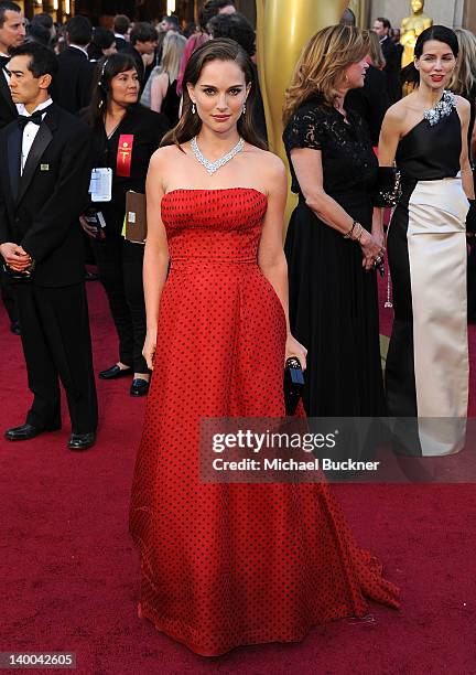 Actress Natalie Portman arrives at the 84th Annual Academy Awards held at the Hollywood & Highland Center on February 26, 2012 in Hollywood,...