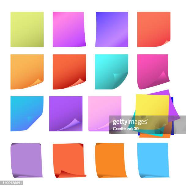 sticky notes. - glue stick white background stock illustrations
