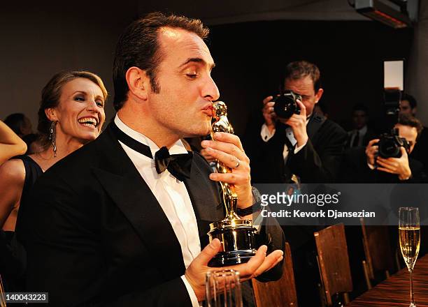 Actor Jean Dujardin, winner of the Best Actor Award for 'The Artist,' attends the 84th Annual Academy Awards Governors Ball held at the Hollywood &...