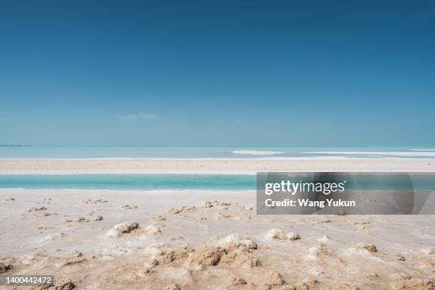 clean salt lake, salt flats and sky(car advertising background image) - lago salato foto e immagini stock