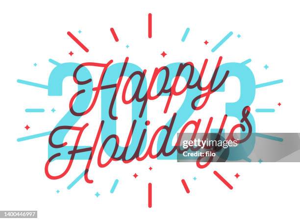 stockillustraties, clipart, cartoons en iconen met happy holidays 2023 year - stormbaan