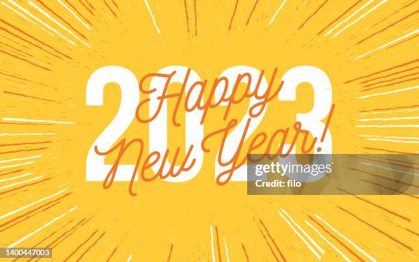 happy new year 2023 - striped font stock illustrations